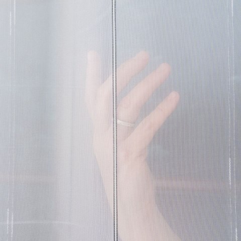 Firanka z ołowianką, wys. 300cm, kolor biały z czarnymi paskami 170558/OLO/007/000300/1