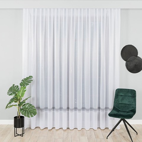 Firanka żakardowa, pasowa z ołowianką, wys. 250cm, kolor 020 biały z szarym 000380/OLO/020/250000/1