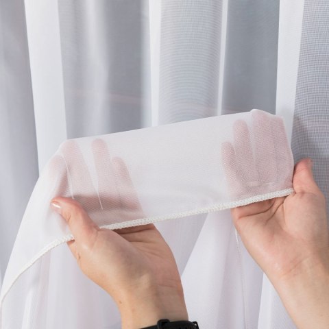 Firanka żakardowa, pasowa z ołowianką, wys. 250cm, kolor 020 biały z szarym 000380/OLO/020/250000/1