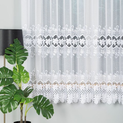 Firanka z aplikacją, pasowa na markizecie, wys. 180cm, kolor biały 122469/433/001/000180/1