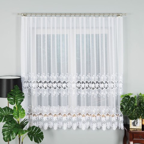 Firanka z aplikacją, pasowa na markizecie, wys. 180cm, kolor biały 122469/433/001/000180/1