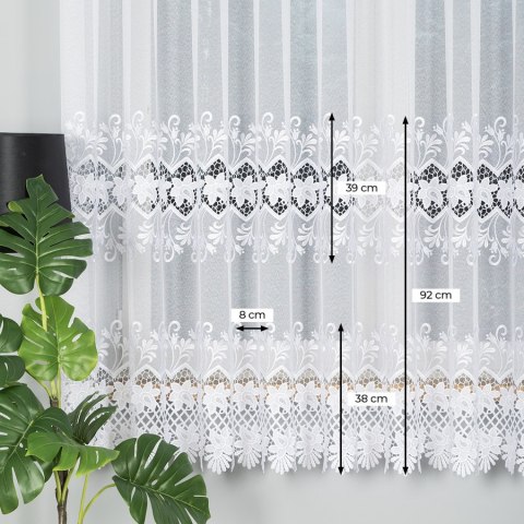 Firanka z aplikacją, pasowa na markizecie, wys. 180cm, kolor biały 122469/433/001/000180/1