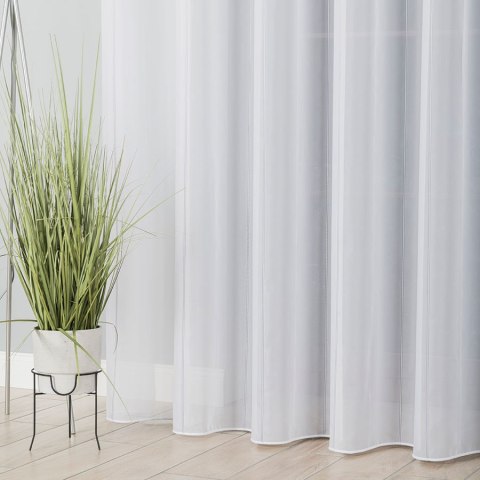 Firanka z ołowianką, wys. 300cm, kolor biały z szarymi paskami 170558/OLO/003/000300/1