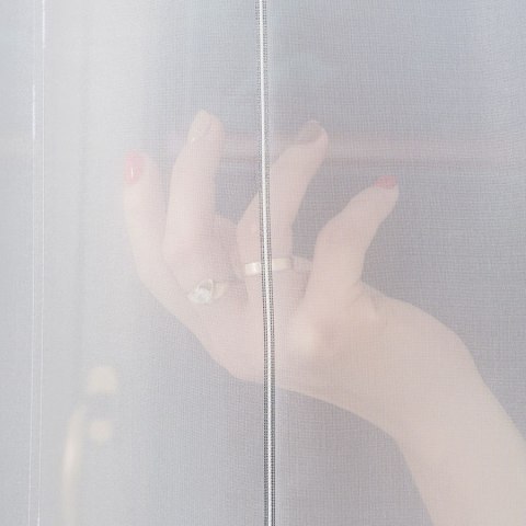 Firanka z ołowianką, wys. 300cm, kolor biały z szarymi paskami 170558/OLO/003/000300/1