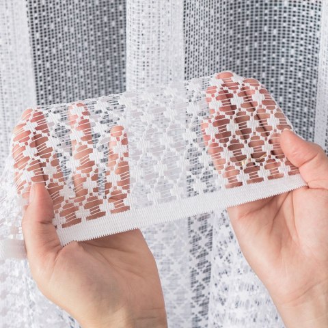 Firanka żakardowa, pasowa, wys. 155cm, kolor biały 044165/000/001/000155/1