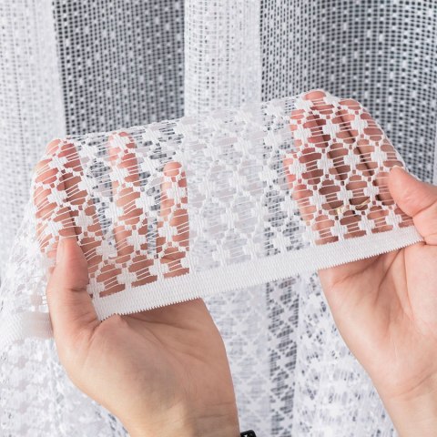 Firanka żakardowa, pasowa, wys. 175cm, kolor biały 044165/000/001/000175/1