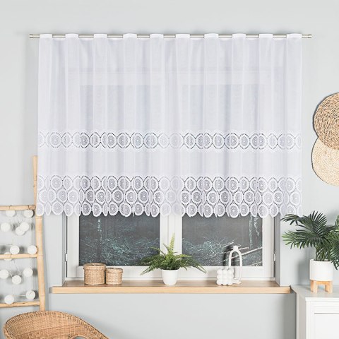 Firanka żakardowa z oczkami tkanymi, wys. 120cm, kolor biały 018535/000/001/000120/1
