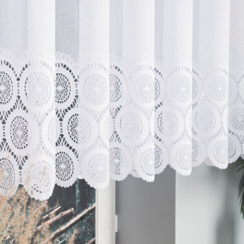 Firanka żakardowa z oczkami tkanymi, wys. 130cm, kolor biały 018535/000/001/000130/1