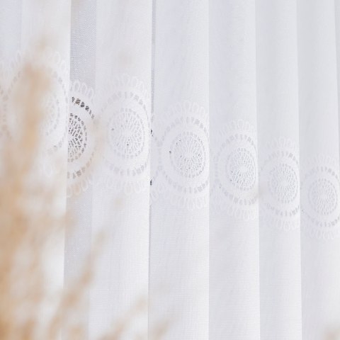 Firanka żakardowa z oczkami tkanymi, wys. 130cm, kolor biały 018535/000/001/000130/1