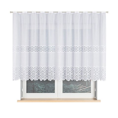 Firanka żakardowa z oczkami tkanymi, wys. 130cm, kolor biały 018535/000/001/000130/1