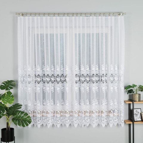 Firanka z aplikacją, pasowa na markizecie, wys. 180cm, kolor biały 122625/433/001/000180/1