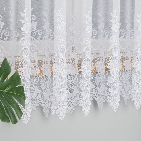 Firanka z aplikacją, pasowa na markizecie, wys. 180cm, kolor biały 122625/433/001/000180/1