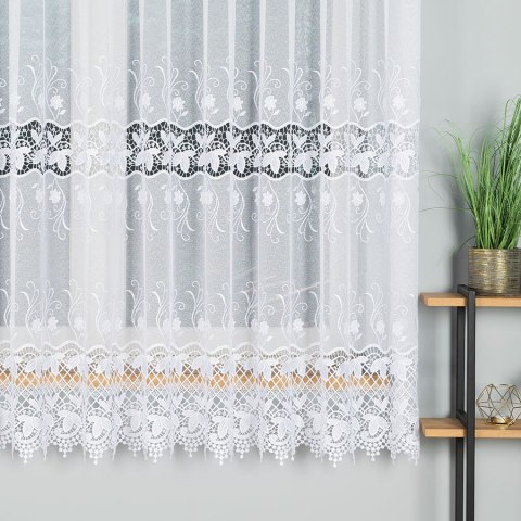Firanka z aplikacją, pasowa na markizecie, wys. 180cm, kolor biały 122795/433/001/000180/1