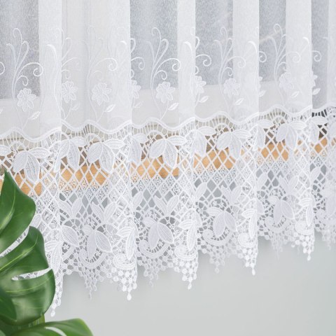 Firanka z aplikacją, pasowa na markizecie, wys. 180cm, kolor biały 122795/433/001/000180/1