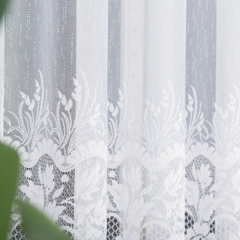 Firanka żakardowa ze wzorem na samym dole, wys. 160cm, kolor biały 018864/000/001/000160/1