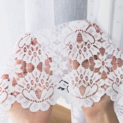 Firanka żakardowa ze wzorem na samym dole, wys. 160cm, kolor biały 018864/000/001/000160/1