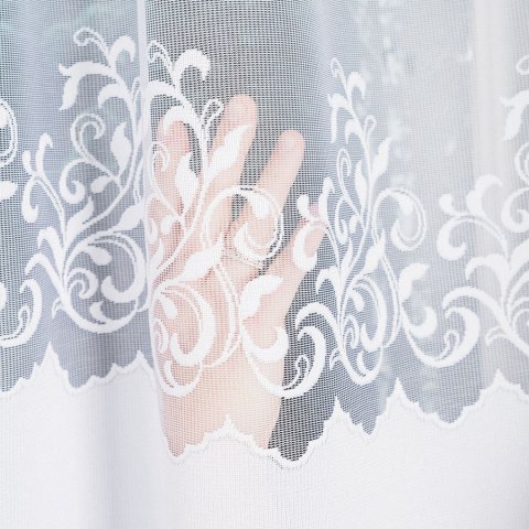 GENOWEFA Firanka żakardowa gotowa, 120x400cm, kolor biały 023419/FBL/001/400120/1
