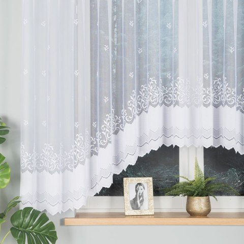 GENOWEFA Firanka żakardowa gotowa, 160x450cm, kolor biały 023419/FBL/001/450160/1