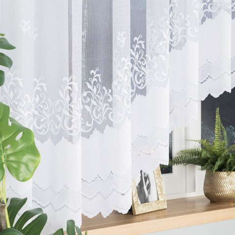 GENOWEFA Firanka żakardowa gotowa, 160x450cm, kolor biały 023419/FBL/001/450160/1