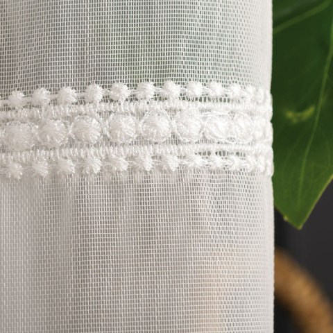 LINUS Firanka haftowana, wysokość 300cm, kolor offwhite z błyskiem 043203/000/001/000300/1