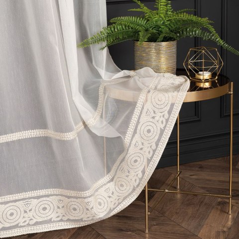 LINUS Firanka haftowana, wysokość 300cm, kolor offwhite ze złotym z błyskiem 043203/000/014/000300/1