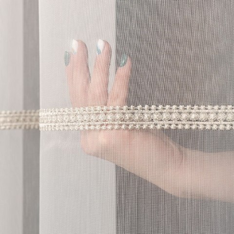 LINUS Firanka haftowana, wysokość 300cm, kolor offwhite ze złotym z błyskiem 043203/000/014/000300/1