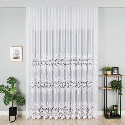 Firanka z aplikacją na markizecie, pasowa, wys. 280cm, kolor biały 122469/433/001/000280/1