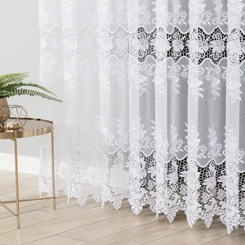 Firanka z aplikacją na markizecie, pasowa, wys. 280cm, kolor biały 122625/433/001/000280/1