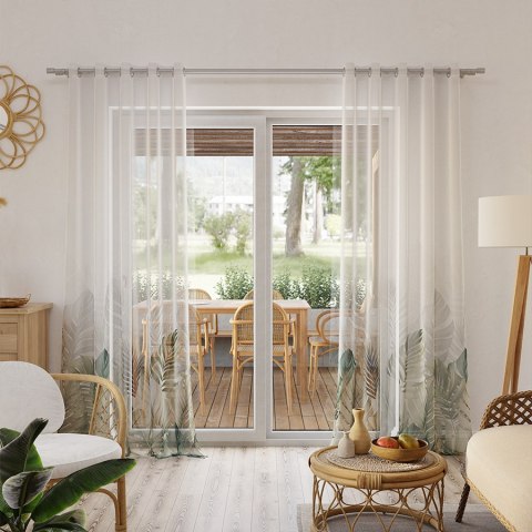 TROPIKALNA OAZA Firana z ołowianką ETAMINA wzór od dołu, wys. 295cm, kolor 001 D00194/ETO/D01/000295/1