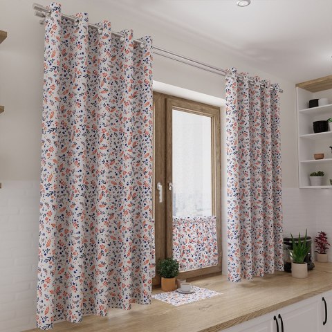 WIOSENNE KWIATUSZKI Tkanina na zasłony OXFORD WODOODPORNY, szer. 145cm, kolor 004 granatowy D00209/OXW/004/145000/1