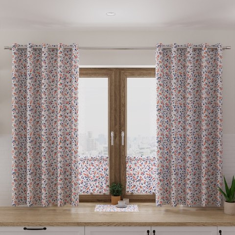 WIOSENNE KWIATUSZKI Tkanina na zasłony OXFORD WODOODPORNY, szer. 145cm, kolor 004 granatowy D00209/OXW/004/145000/1