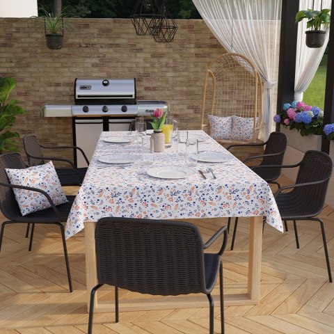 WIOSENNE KWIATUSZKI Tkanina na zasłony OXFORD WODOODPORNY, szer. 145cm, kolor 004 granatowy D00209/OXW/004/145000/1