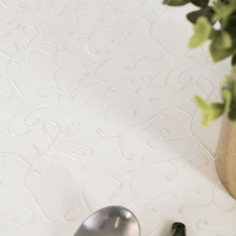 FLORA Obrus okrągły wodoodporny, fi 160cm, kolor kremowy 004790/000/C12/160000/1