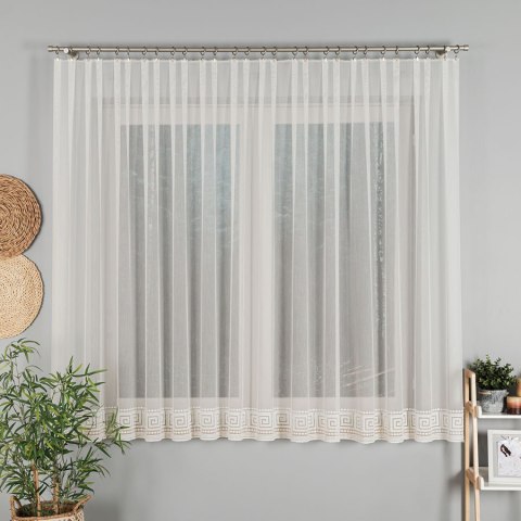 Firanka haftowana ze złotym błyskiem, wys. 160cm, kolor 012 kremowy 127195/768/012/000160/1