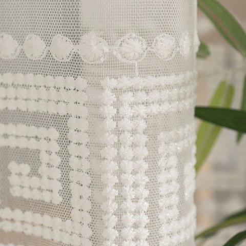 Firanka haftowana ze złotym błyskiem, wys. 160cm, kolor 012 kremowy 127195/768/012/000160/1