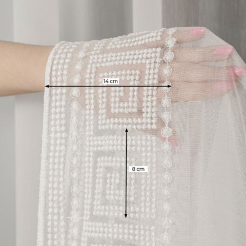 Firanka haftowana ze złotym błyskiem, wys. 160cm, kolor 012 kremowy 127195/768/012/000160/1