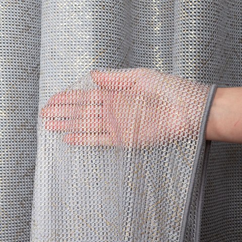 Firanka z ołowianką, wys. 300cm, kolor szary ze złotym 351828/OLO/001/000300/1