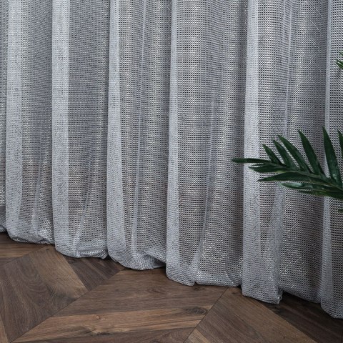 Firanka z ołowianką, wys. 300cm, kolor szary ze srebrnym 351828/OLO/002/000300/1