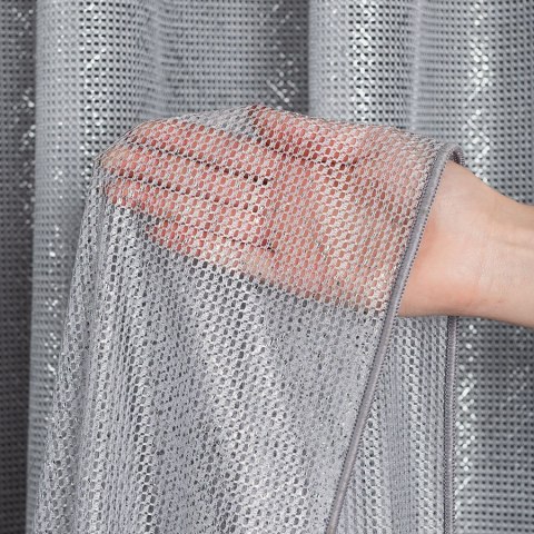 Firanka z ołowianką, wys. 300cm, kolor szary ze srebrnym 351828/OLO/002/000300/1