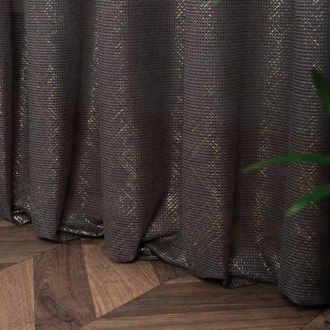 Firanka z ołowianką, wys. 300cm, kolor ciemny szary ze złotym 351828/OLO/006/000300/1