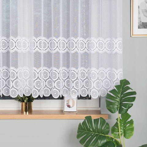 Firanka żakardowa z oczkami tkanymi, wys. 150cm, kolor biały 018535/000/001/000150/1