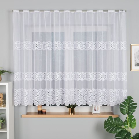 Firanka żakardowa z oczkami tkanymi, wys. 150cm, kolor biały 018535/000/001/000150/1