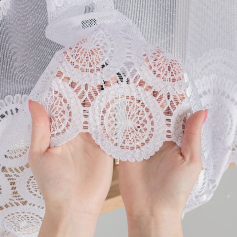 Firanka żakardowa z oczkami tkanymi, wys. 150cm, kolor biały 018535/000/001/000150/1