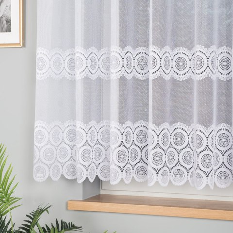 Firanka żakardowa z oczkami tkanymi, wys. 160cm, kolor biały 018535/000/001/000160/1