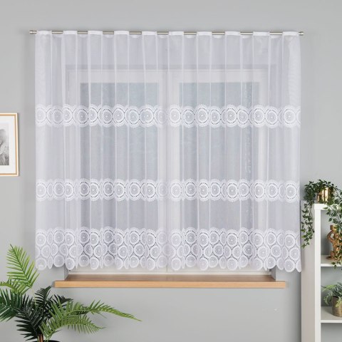 Firanka żakardowa z oczkami tkanymi, wys. 160cm, kolor biały 018535/000/001/000160/1