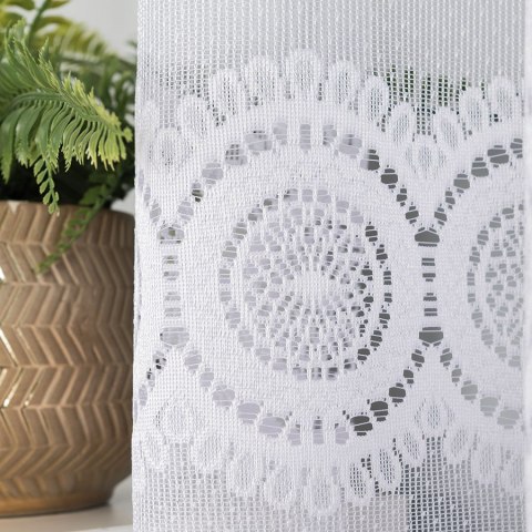 Firanka żakardowa z oczkami tkanymi, wys. 160cm, kolor biały 018535/000/001/000160/1