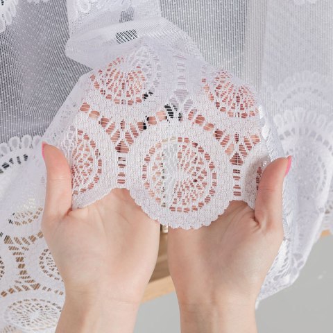 Firanka żakardowa z oczkami tkanymi, wys. 160cm, kolor biały 018535/000/001/000160/1