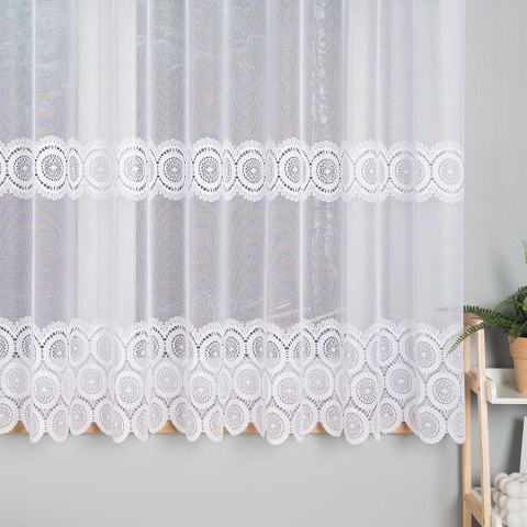 Firanka żakardowa z oczkami tkanymi, wys. 170cm, kolor biały 018535/000/001/000170/1