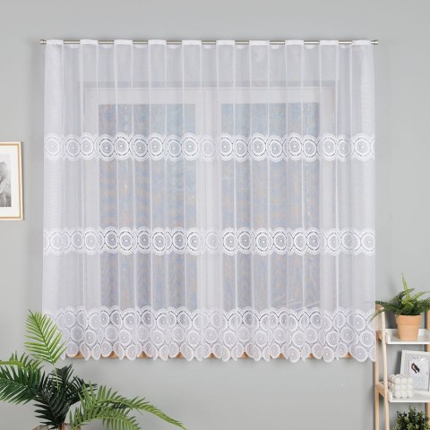 Firanka żakardowa z oczkami tkanymi, wys. 170cm, kolor biały 018535/000/001/000170/1