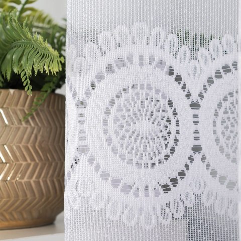 Firanka żakardowa z oczkami tkanymi, wys. 170cm, kolor biały 018535/000/001/000170/1